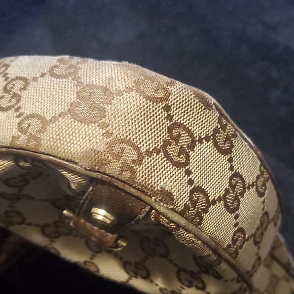 Authentic Gucci Tan and Brown Monogram Shoulder Bag - Picture 16 of 16